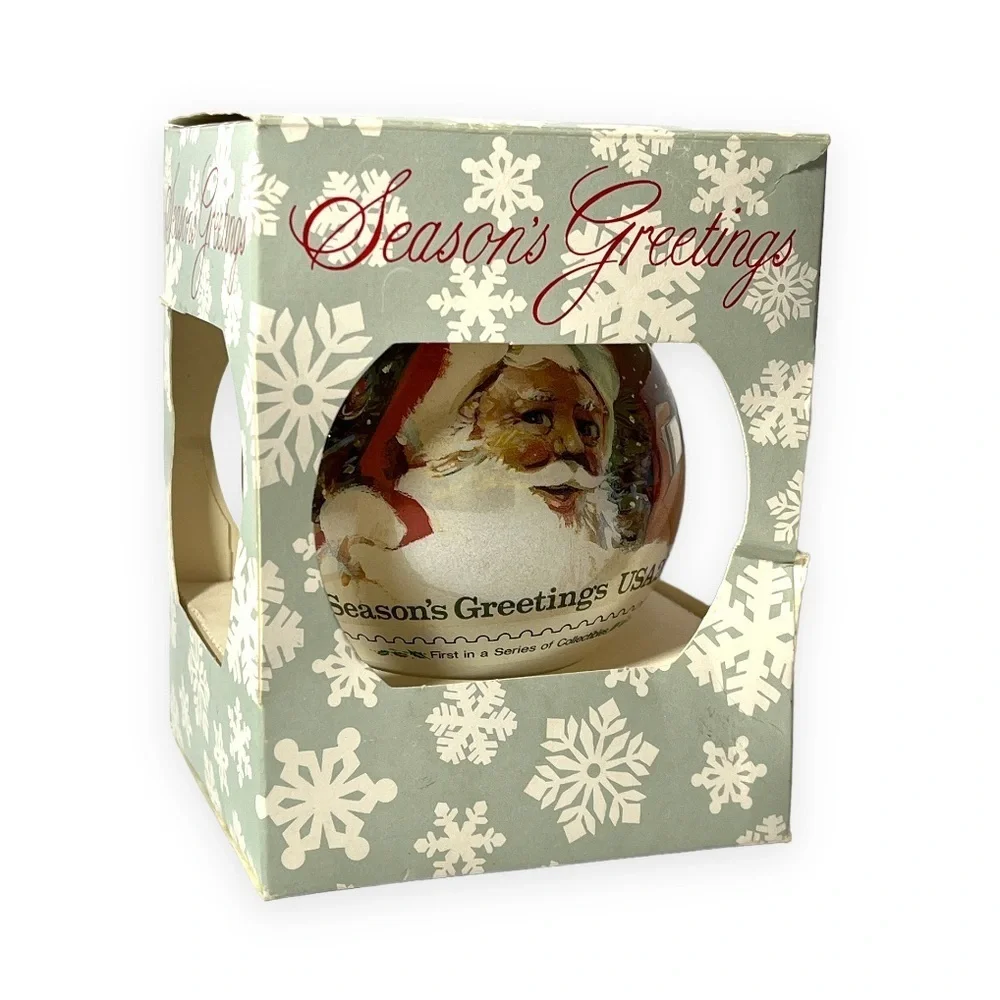 Stamp Design Season’s Greetings 1983 Collectors Edition Glass Ball Ornament USPS